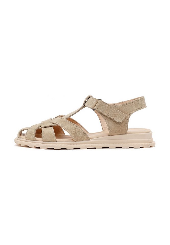 Derimod Sandalen aus Veloursleder Sandale Echtes Leder, TPU-Sohle, Verstellbarer Riemen, Mehrriemen-Design