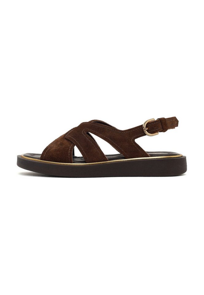 Derimod Sandalen aus Veloursleder Sandale Echtes Leder, Weiches Futter, TPU-Laufsohle, Knöchelschnalle