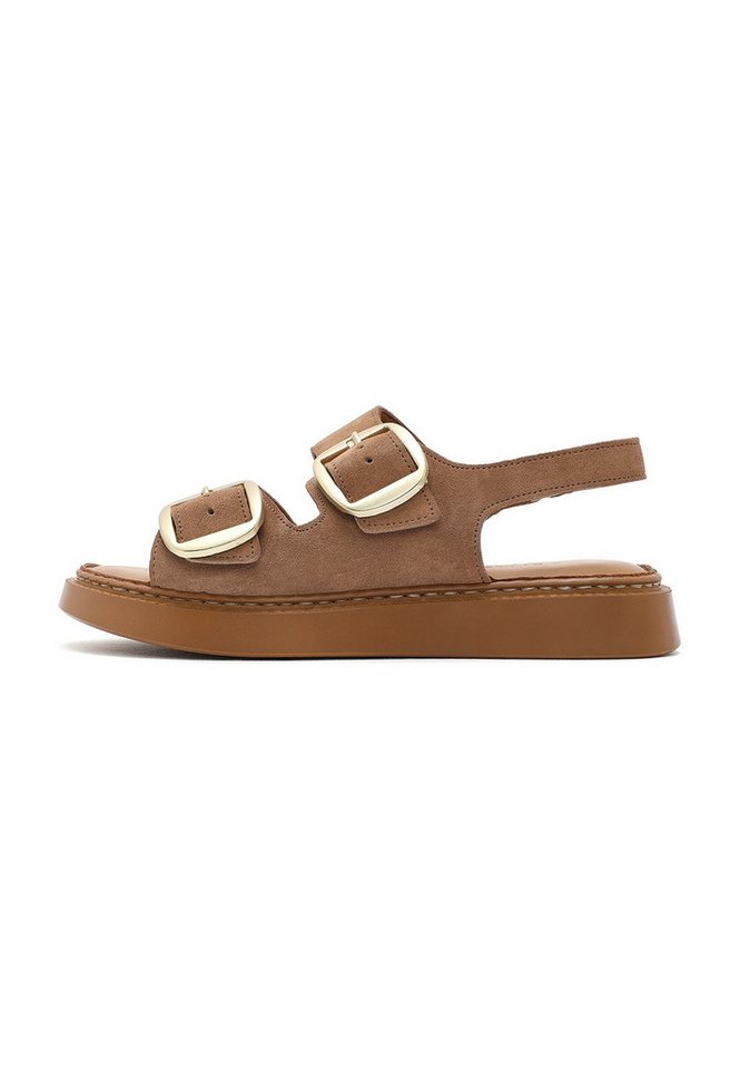 Derimod Sandalen aus Veloursleder Sandale Echtes Wildleder, Lederfutter, Fersenriemen, Dekorative Schnallen