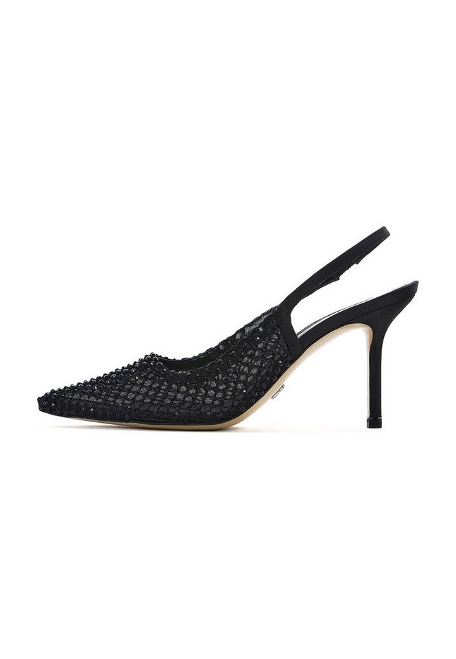 Derimod Slingback-Pumps aus Leder mit hohem Absatz mit Strass-Details Pumps Echtes Leder, Slingback-Verschluss, Strass-Detail, Stilettoabsatz