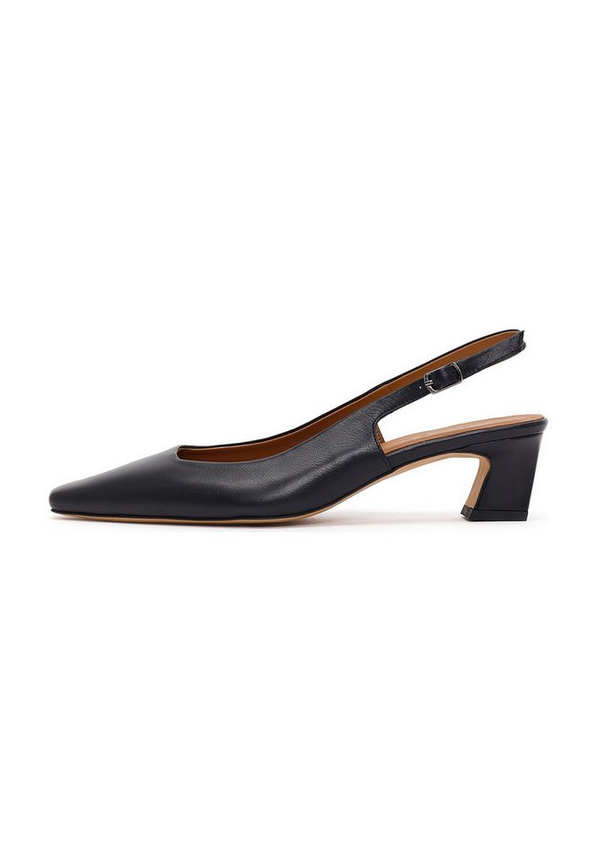 Derimod Slingback-Pumps aus Leder mit mittelhohem Absatz Pumps Echtleder, Neolite-Sohle, Blockabsatz, Slingback-Riemen