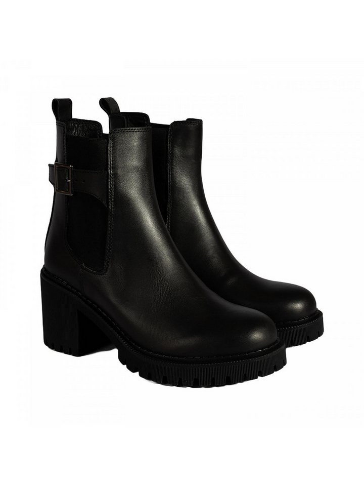 Desa Damen-Ankle-Boots aus Leder – Flacher Absatz, elastische Schnürse Stiefel