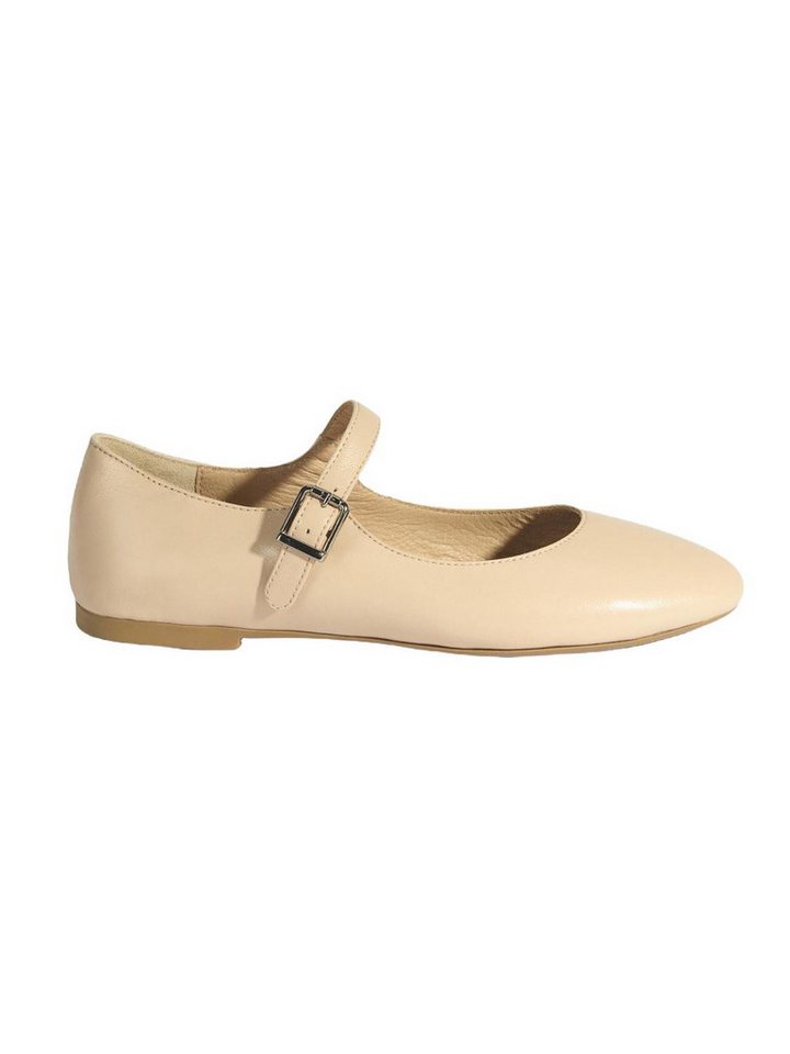 Desa Damen-Ballerinas aus Leder – Schnallenverschluss, flacher Absatz Ballettschuh