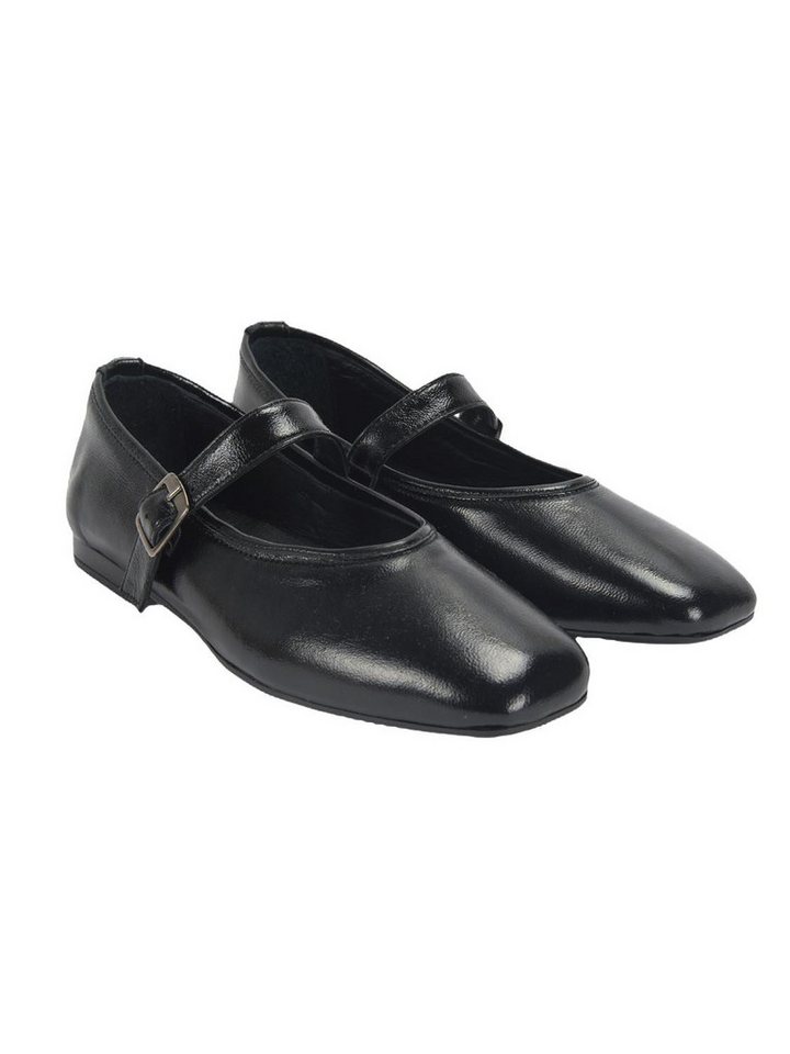 Desa Damen-Ballerinas – Obermaterial aus Lackleder, Lederfutter, Schnallen Ballettschuh