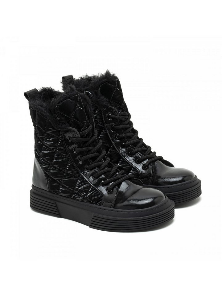 Desa Damen-Kunstlederstiefel – Textilfutter, Synthetiksohle, flacher A Stiefel