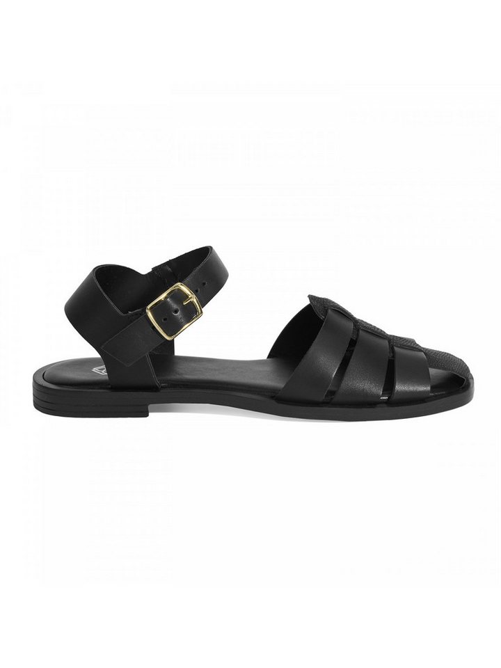Desa Damen-Ledersandalen – Flacher Absatz, Schnallenverschluss Slipper