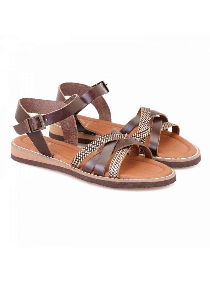 Desa Damen-Ledersandalen – ohne Futter, Synthetiksohle, atmungsaktiv Slipper