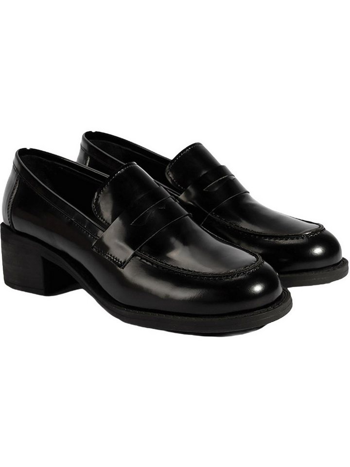 Desa Damen-Lederslipper – Blockabsatz, abriebfeste Sohle, einfaches An Loafer
