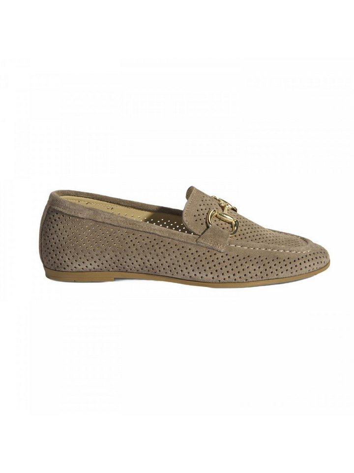 Desa Damen-Slipper aus Wildleder – Atmungsaktives Lederfutter, flacher Abs Mokassin