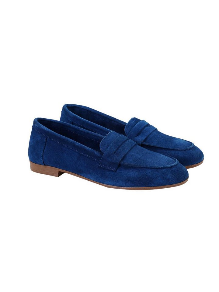 Desa Damen-Slipper aus Wildleder – Lederfutter, Synthetiksohle, flacher Ab Loafer