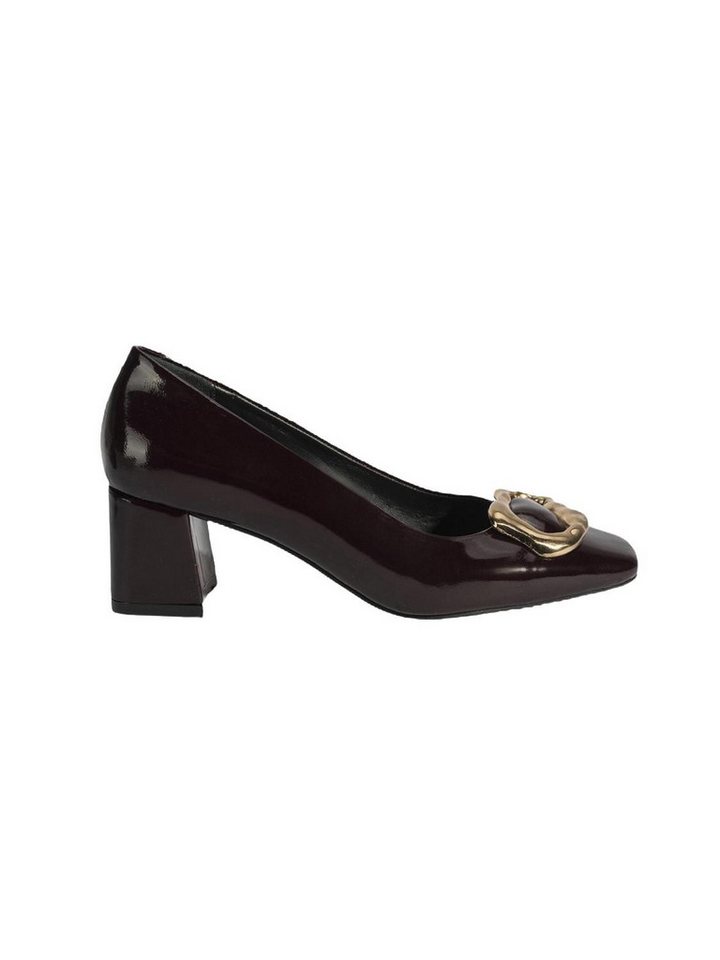 Desa Damen-Slipper – Obermaterial aus Lackleder, Blockabsatz, atmungsaktiv Pumps (rot)
