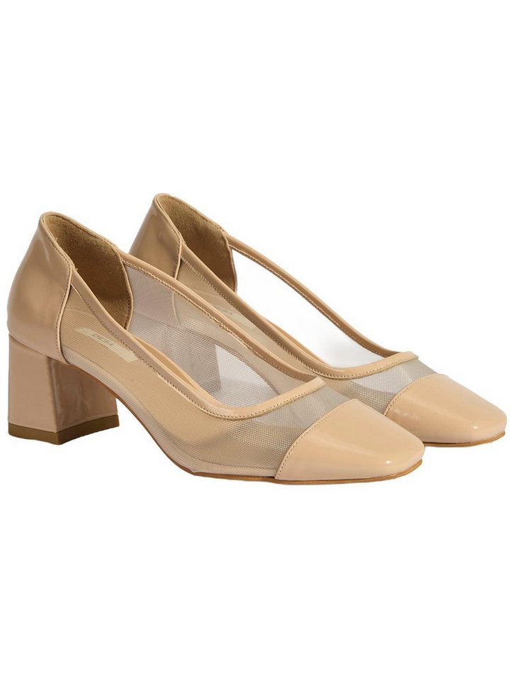Desa Damen-Slipper – Obermaterial aus Lackleder, Lederfutter, Blockabs Pumps