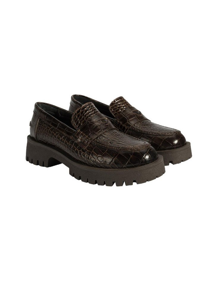Desa Damen-Slipper – Obermaterial aus Leder, runde Zehenpartie, flacher Ab Loafer