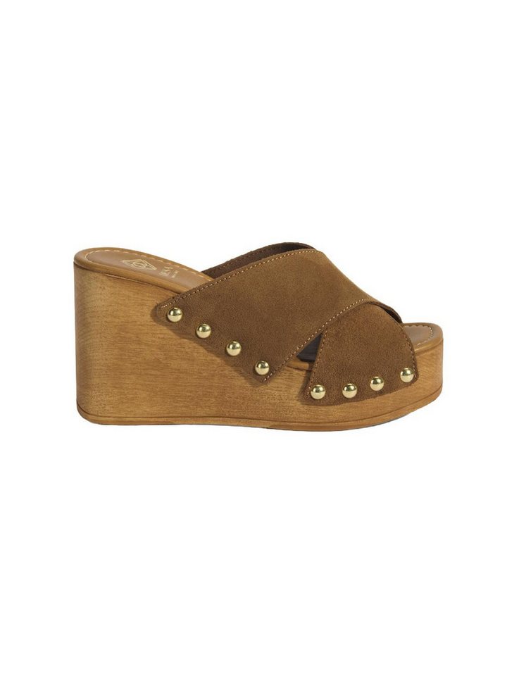 Desa Damen-Slipper – Obermaterial aus Wildleder, Lederfutter, Keilabsatz, Mules