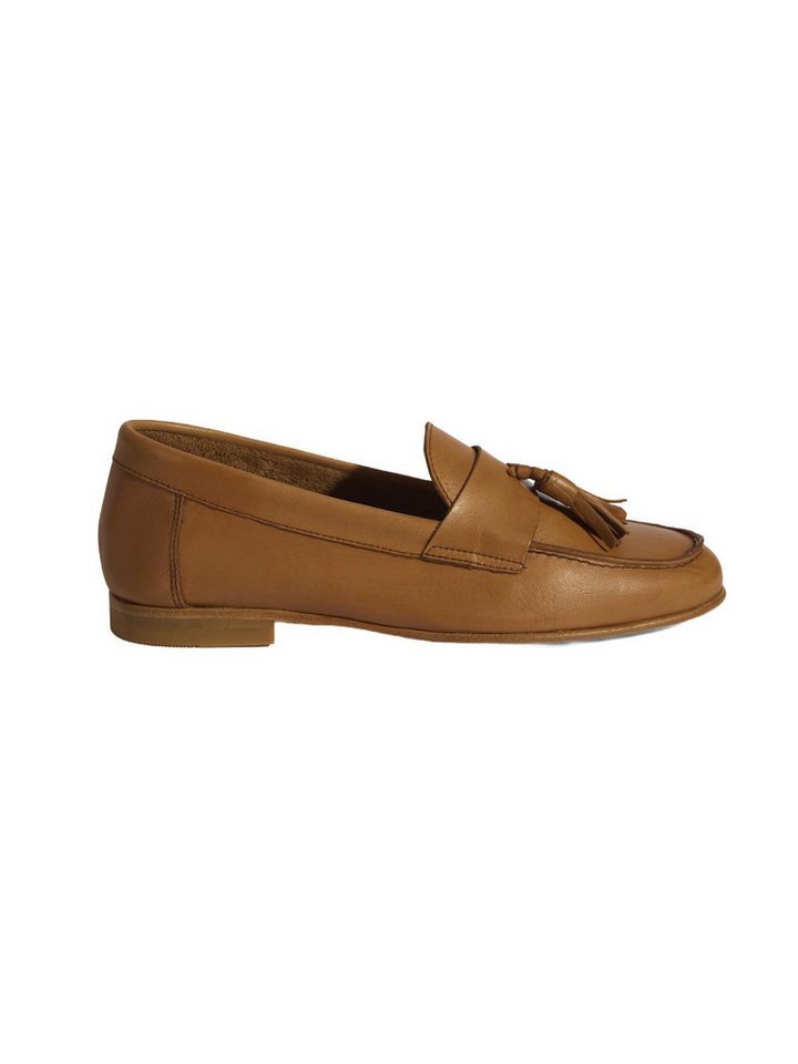 Desa Damen-Slipper – Obermaterial und Futter aus Leder, Sohle aus Echt Loafer (braun)