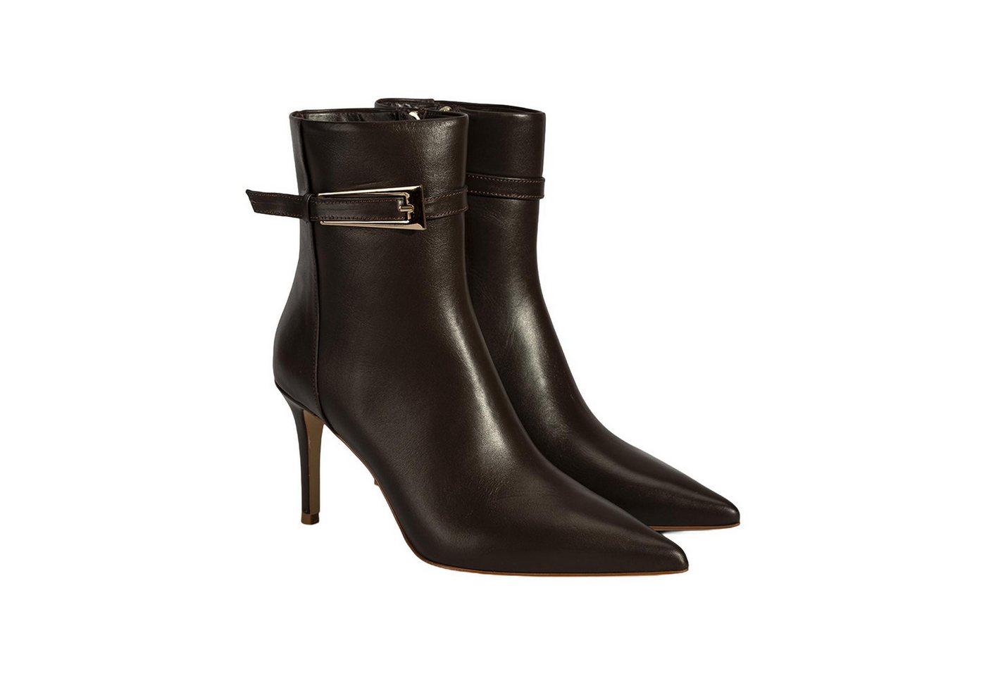 Desa Damen-Stiletto-Stiefeletten – Obermaterial aus Leder, 9 cm Absatz, Re Stiefel