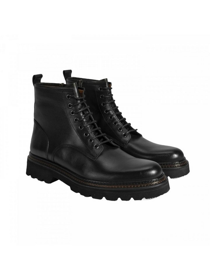 Desa Herren-Ankle-Boots aus Leder – Schnürung, Reißverschlussdetail, flach Stiefelette