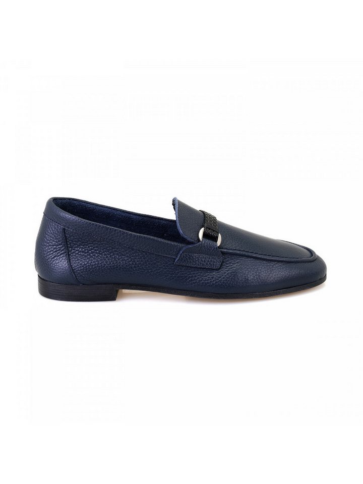 Desa Herren-Lederslipper – Gummisohle, flacher Absatz, atmungsaktiv Loafer (blau)