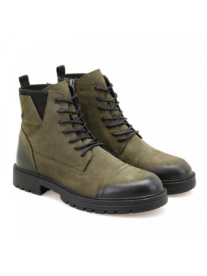 Desa Herren-Schnürstiefel aus Leder – Warmes Futter, Kunststoffsohle, Stiefelette