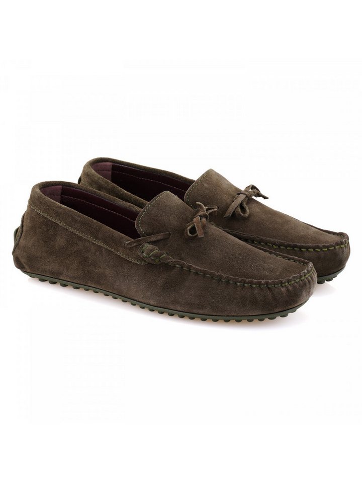 Desa Herren-Slipper aus Wildleder – Lederfutter, Ledersohle, flacher Absat Loafer