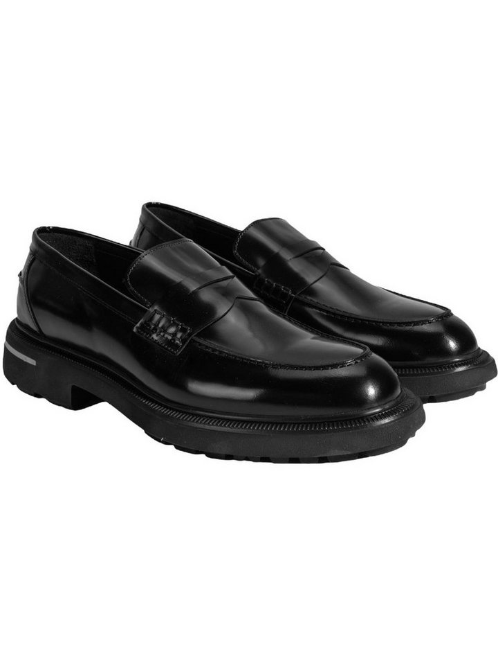 Desa Herren-Slipper – Lederoptik, Schnürung, atmungsaktiv, flacher Abs Loafer