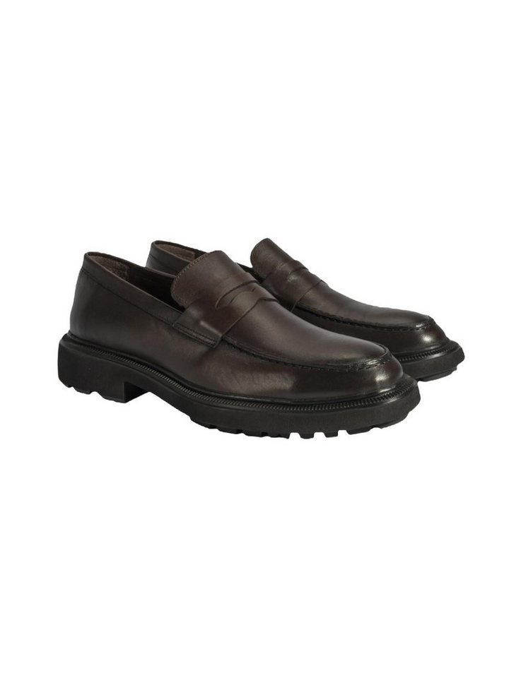 Desa Herren-Slipper – Obermaterial aus Leder, flacher Absatz, atmungsaktiv Loafer (braun)
