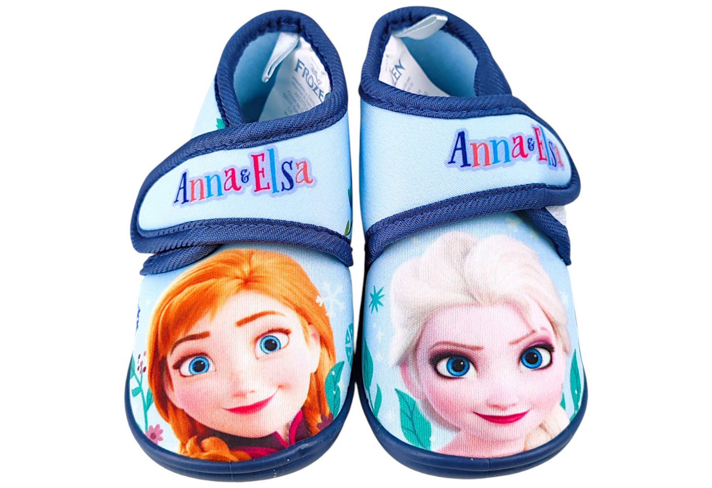 Disney Frozen Elsa & Anna Hausschuh Mädchen Pantoffeln mit Klettverschluss Gr. 22-27