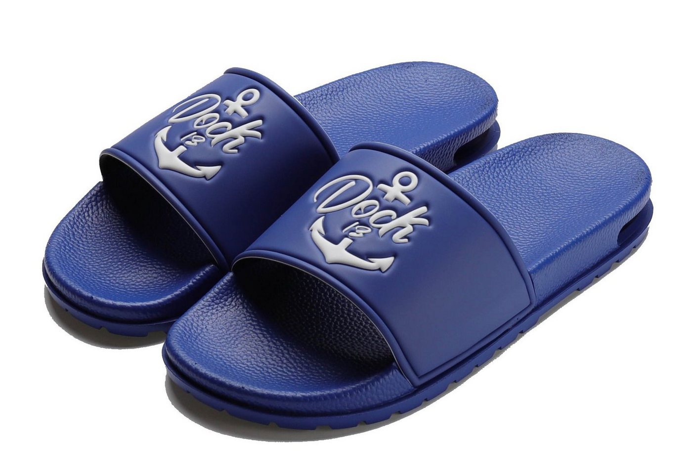 Dock13 Unisex-Erwachsene Badelatschen / Hausschuhe „Wismar“ Blau 44 Badeschuh