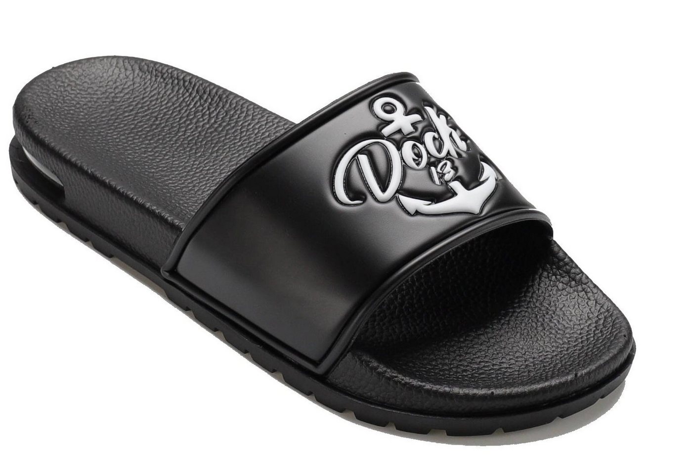 Dock13 Unisex-Erwachsene Badelatschen Hausschuhe „Wismar“ Schwarz 45 Badeschuh
