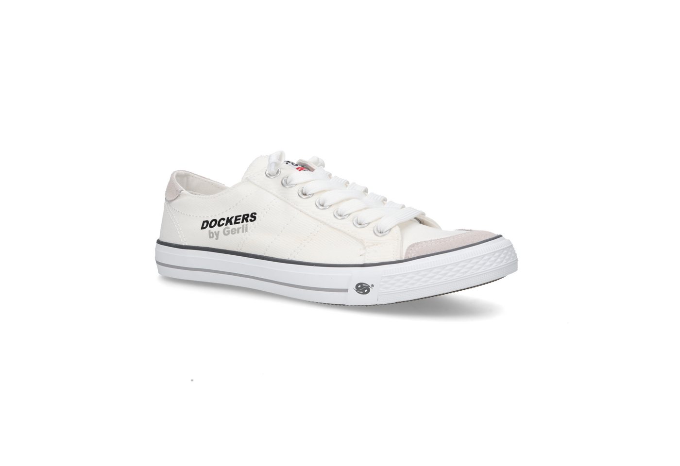 Dockers by Gerli Slip-On Sneaker, Freizeitschuh, Retro Sneaker, Fake Schnürung, in cooler Jeansoptik