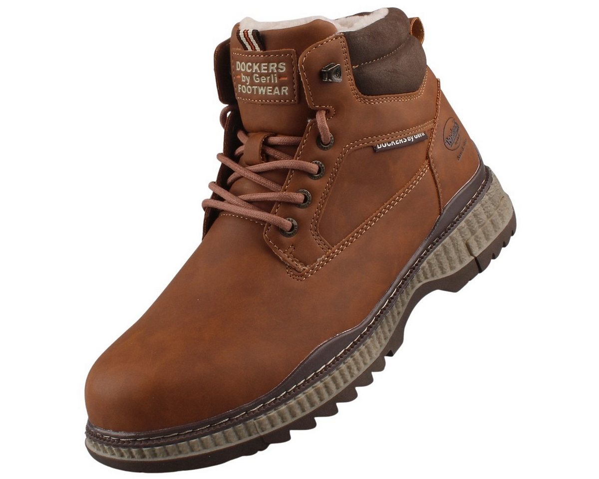 Dockers by Gerli 57AL102-650470 Stiefel Winterstiefel aus Kunstleder mit Schnürung und Reißverschluss
