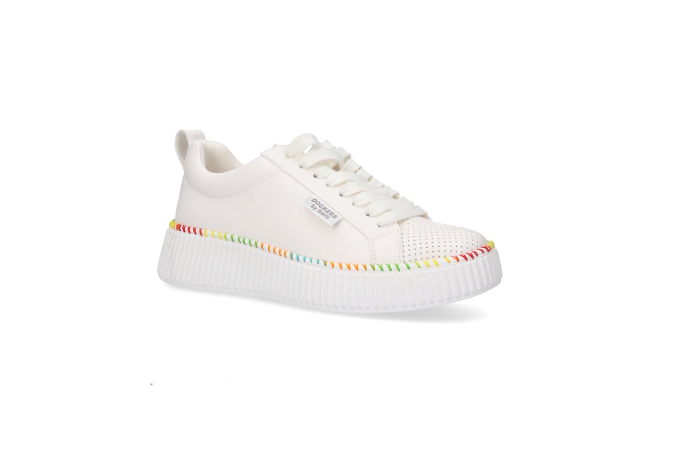 Dockers by Gerli Plateausneaker Freizeitschuh, Schnürschuh, Halbschuh mit bunter Sohlenumrahmung