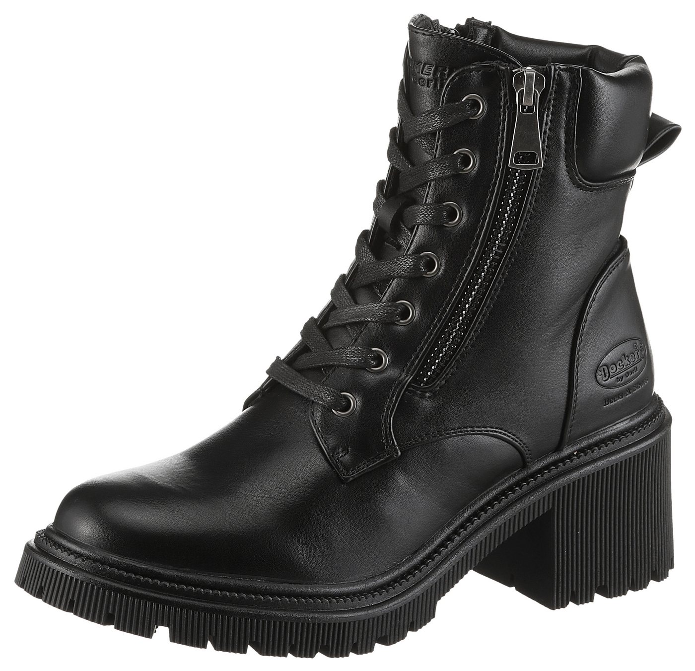 Dockers by Gerli Schnürstiefelette Biker Boots mit Reißverschluss