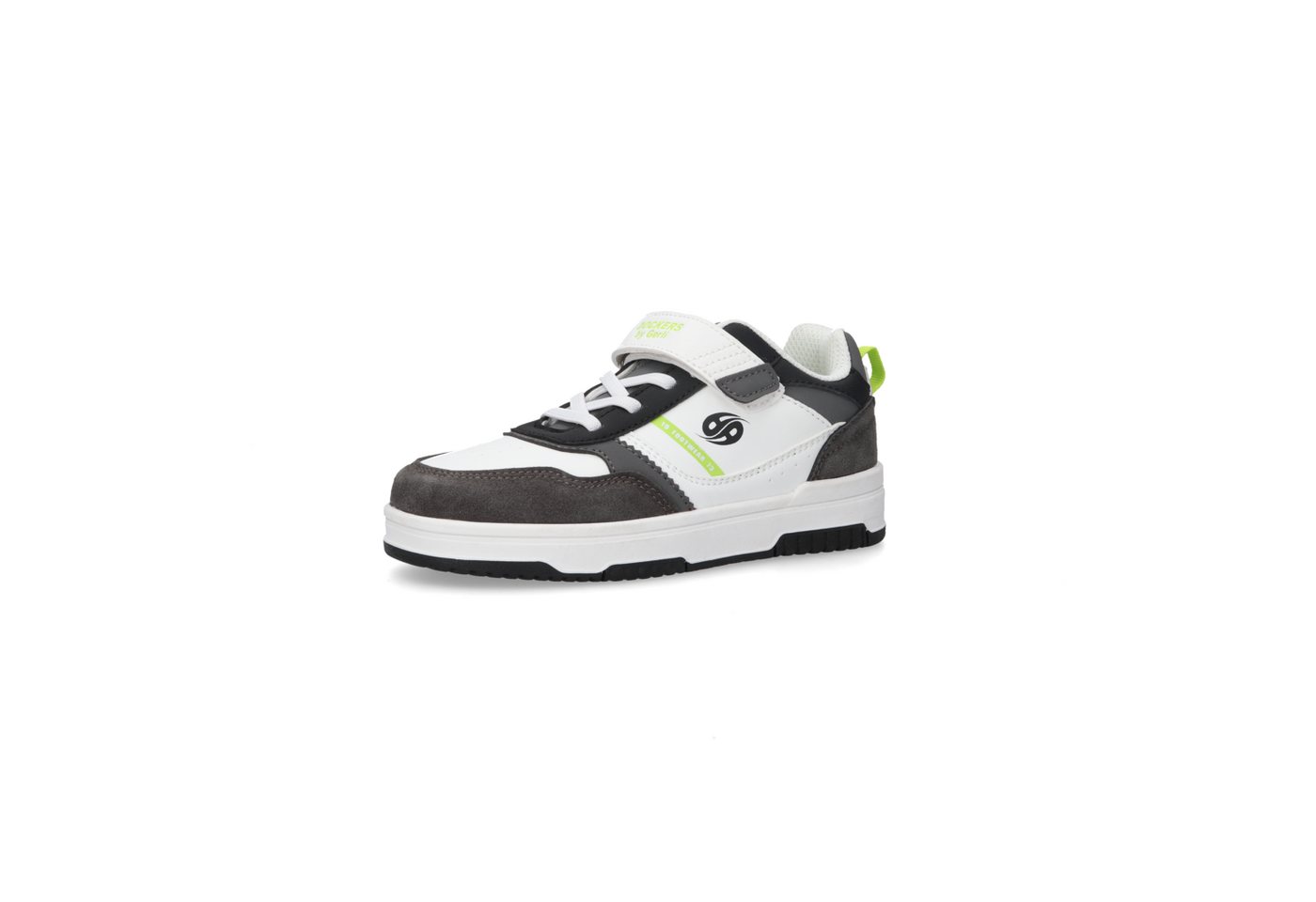 Dockers by Gerli Sneaker Retro Sneaker, Basketsneaker, Freizeitschuh mit Klettverschluss (grau/grün)