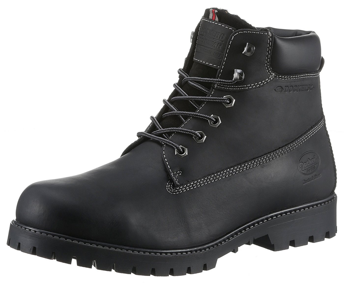 Dockers by Gerli Winterboots Workerboots, Schnürstiefel mit Blockabsatz (schwarz)