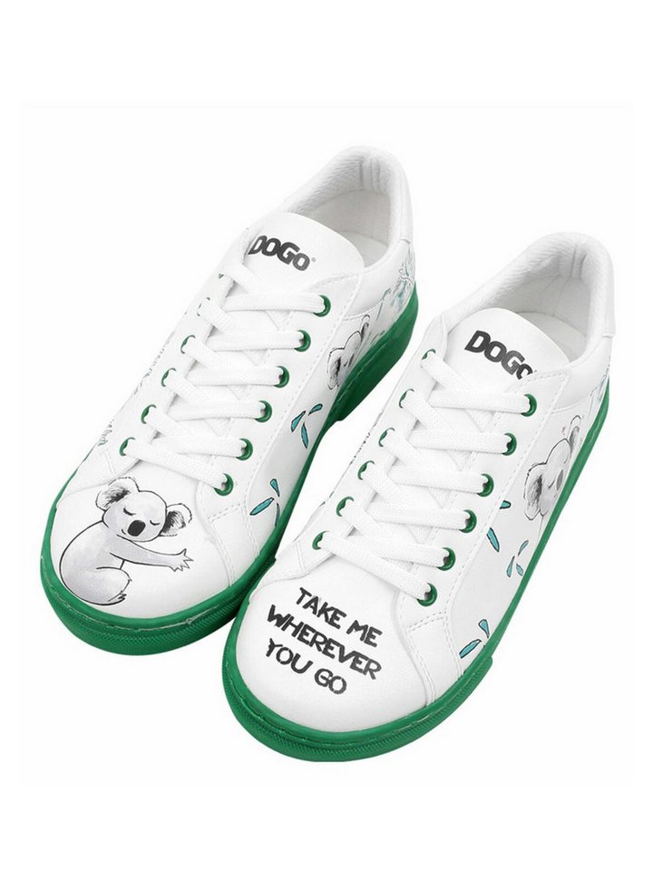 DOGO Ace Low-Top Sneaker The Wise Owl Damen Sneaker Sneaker Handgefertigt (weiß/grün)
