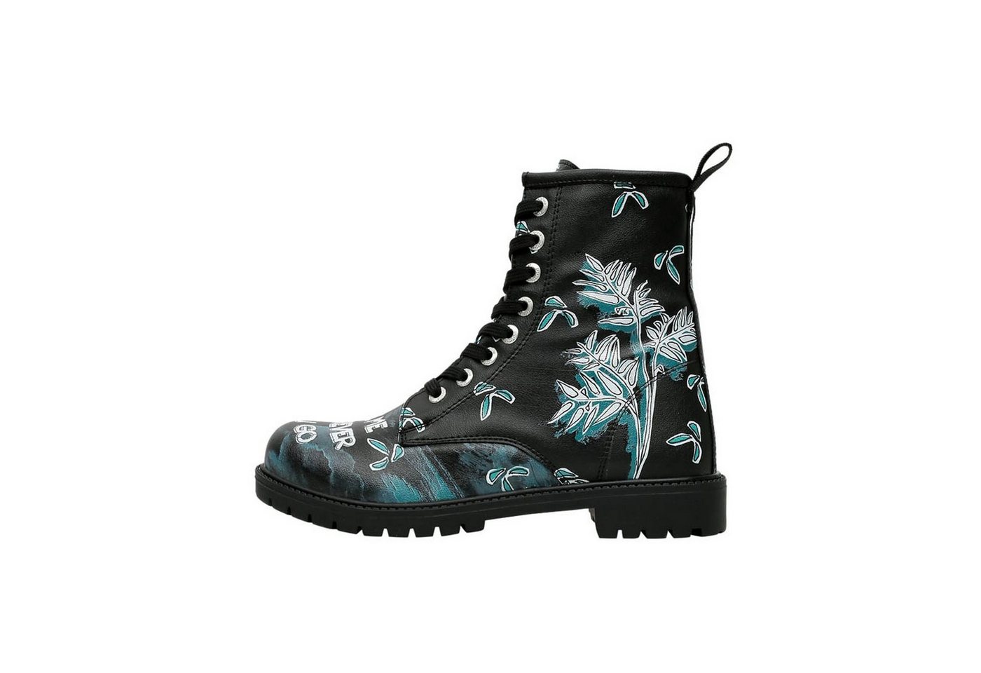 DOGO Black Longe Boots Schnürstiefel Cat Lovers Damen Stiefeletten, Schnürboots Handgefertigt