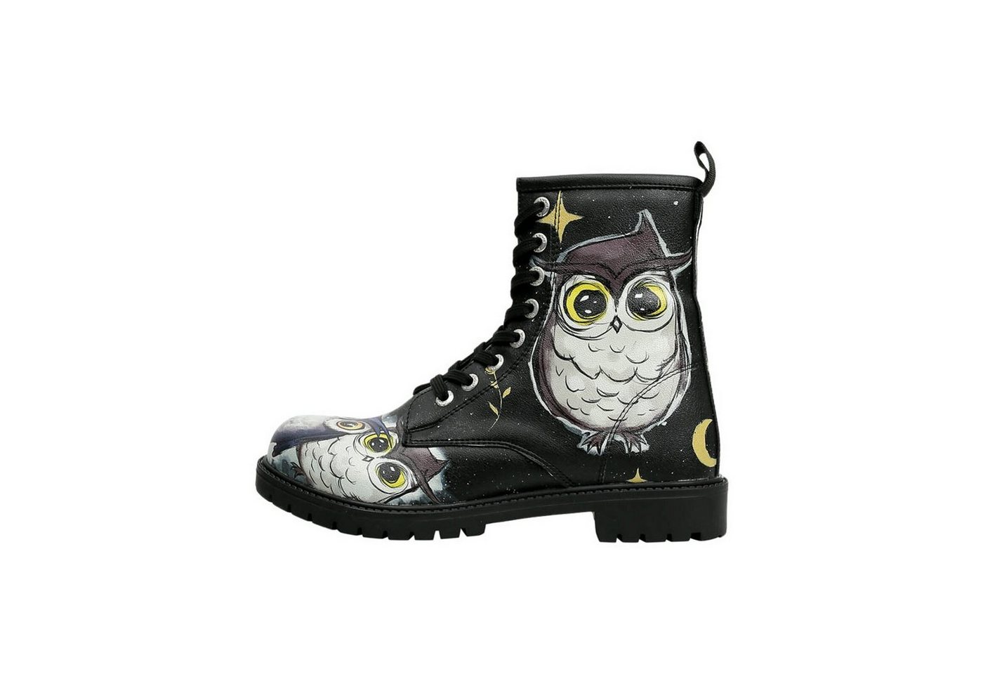 DOGO Black Longe Boots Schnürstiefel Go Back To Being Yourself Damen Schnürboots Handgefertigt