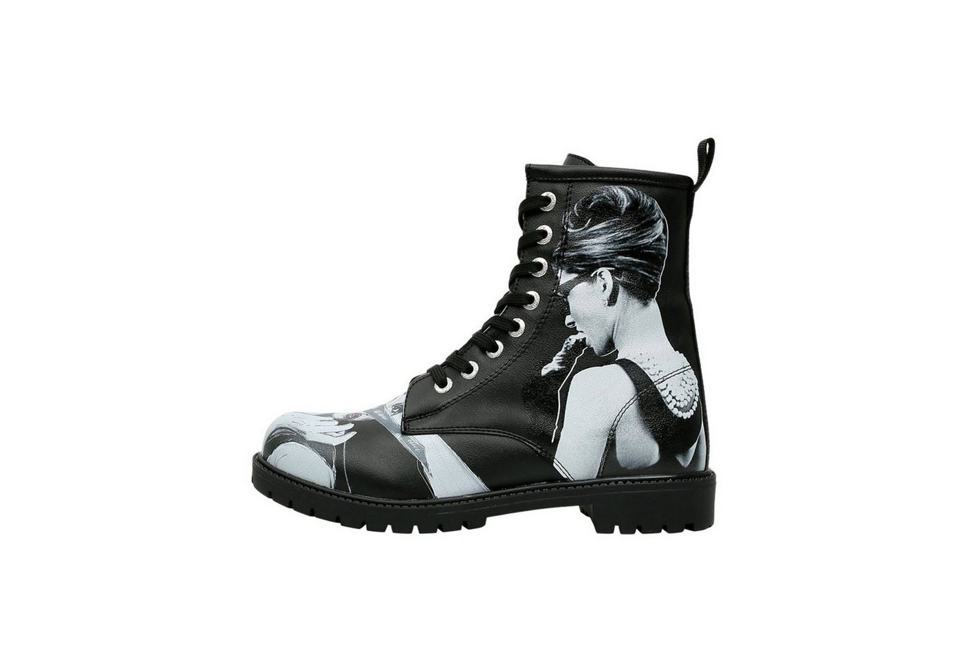 DOGO Black Longe Boots Schnürstiefel Go Back To Being Yourself Damen Schnürboots Handgefertigt