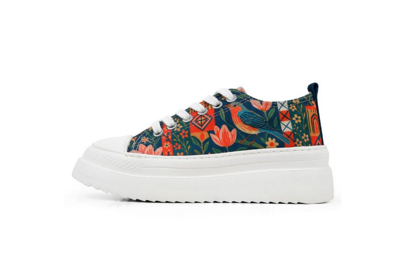 DOGO Freya Low-Top Sneaker Garden Birds Damen Sneaker Sneaker Handgefertigt
