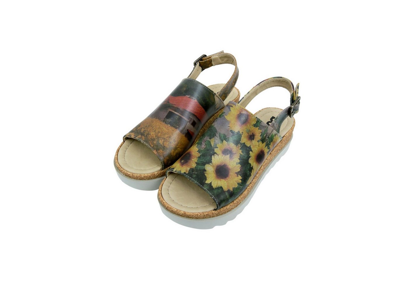 DOGO Gigi Sandale Sunflowers Damen Sandalen Sandalette Handgefertigt