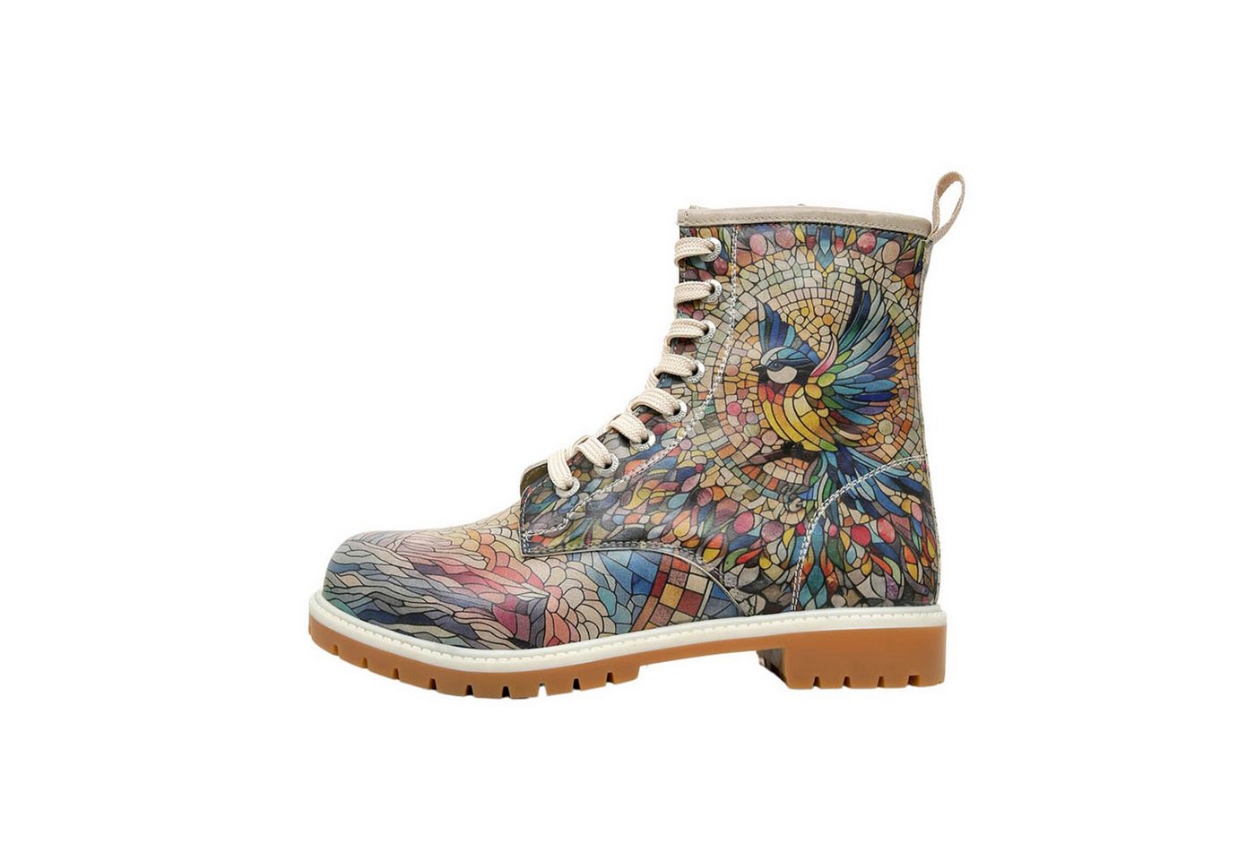 DOGO Long Boots Schnürstiefel Mosaical Damen Stiefeletten, Longe Schnürboots Handgefertigt