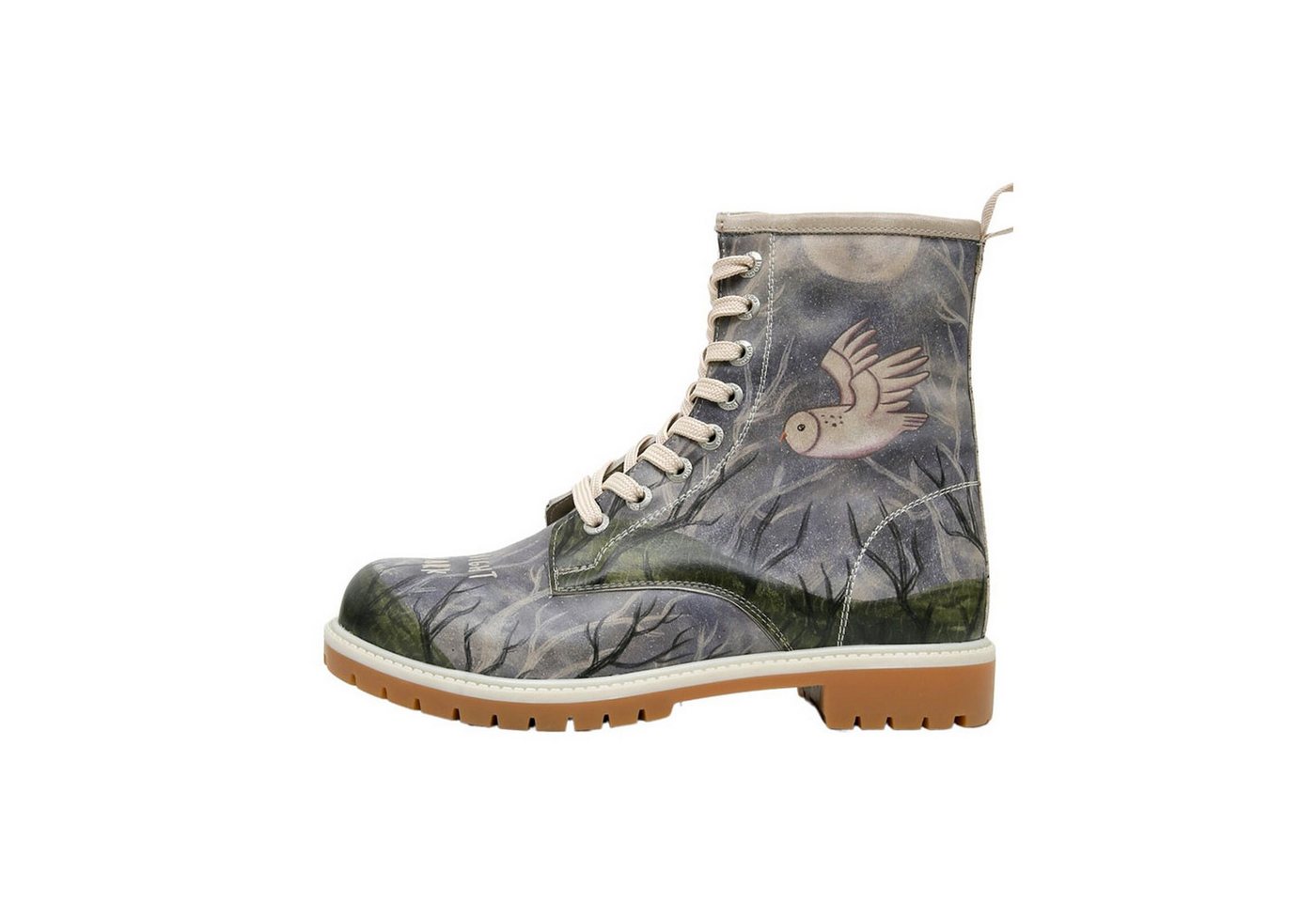 DOGO Long Boots Schnürstiefel The Night Is Dark Damen Stiefeletten, Schnürboots Handgefertigt