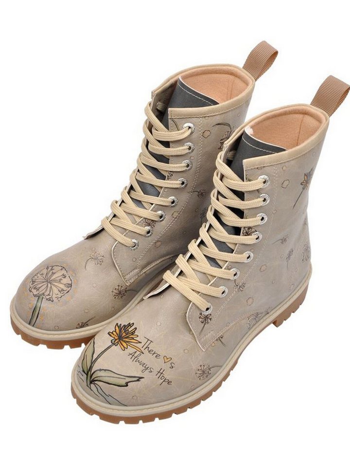 DOGO Longe Boots Schnürstiefel It Wasn't Me Damen Stiefeletten, Schnürboots Handgefertigt (grau)