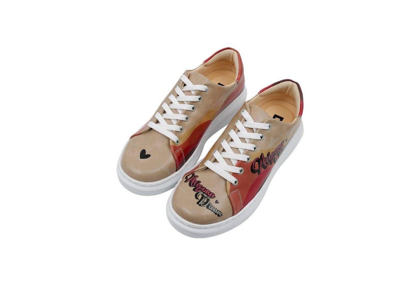 DOGO Myra Low-Top Sneaker Arizona Dream Damen Sneaker Plateausneaker Handgefertigt (beige)