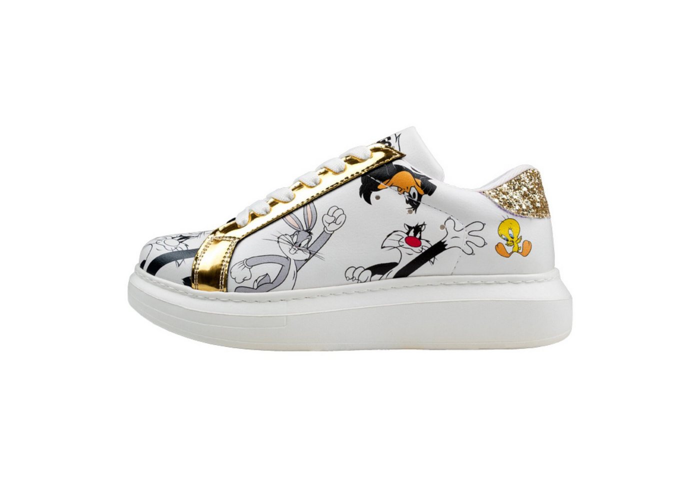 DOGO Verona Low-Top Sneaker Looney Tunes Chasing Tunes Damen Sneaker Sneaker Handgefertigt