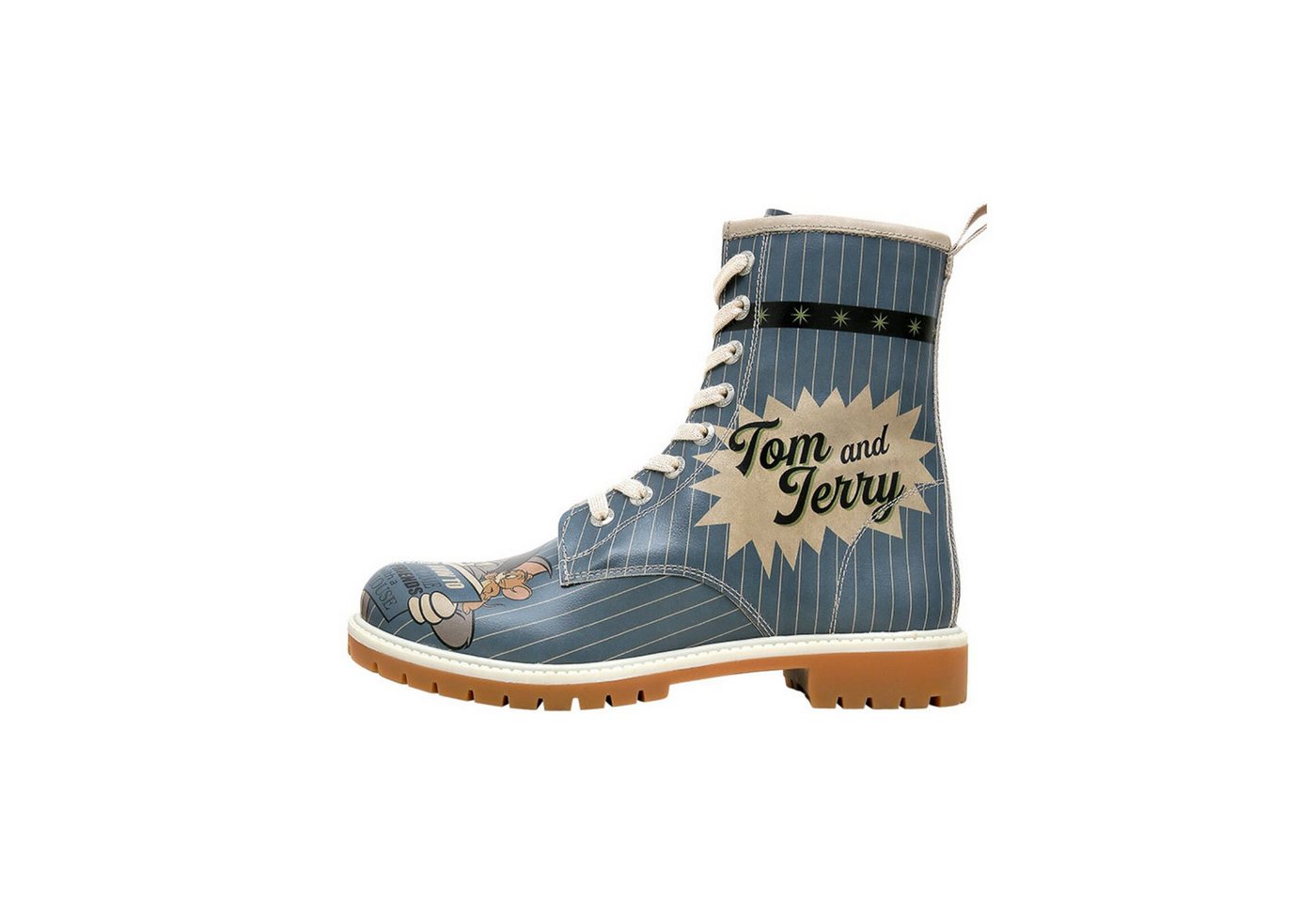 DOGO Wb Longe Boots Schnürstiefel Looney Tunes Ski Club Damen Schnürboots Handgefertigt (blau)