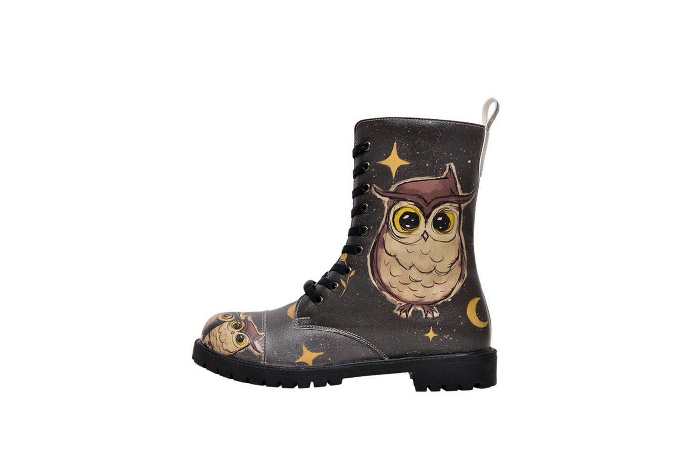 DOGO Zipsy High-Top Boots Owls Family Damen Stiefeletten Schnürboots Handgefertigt