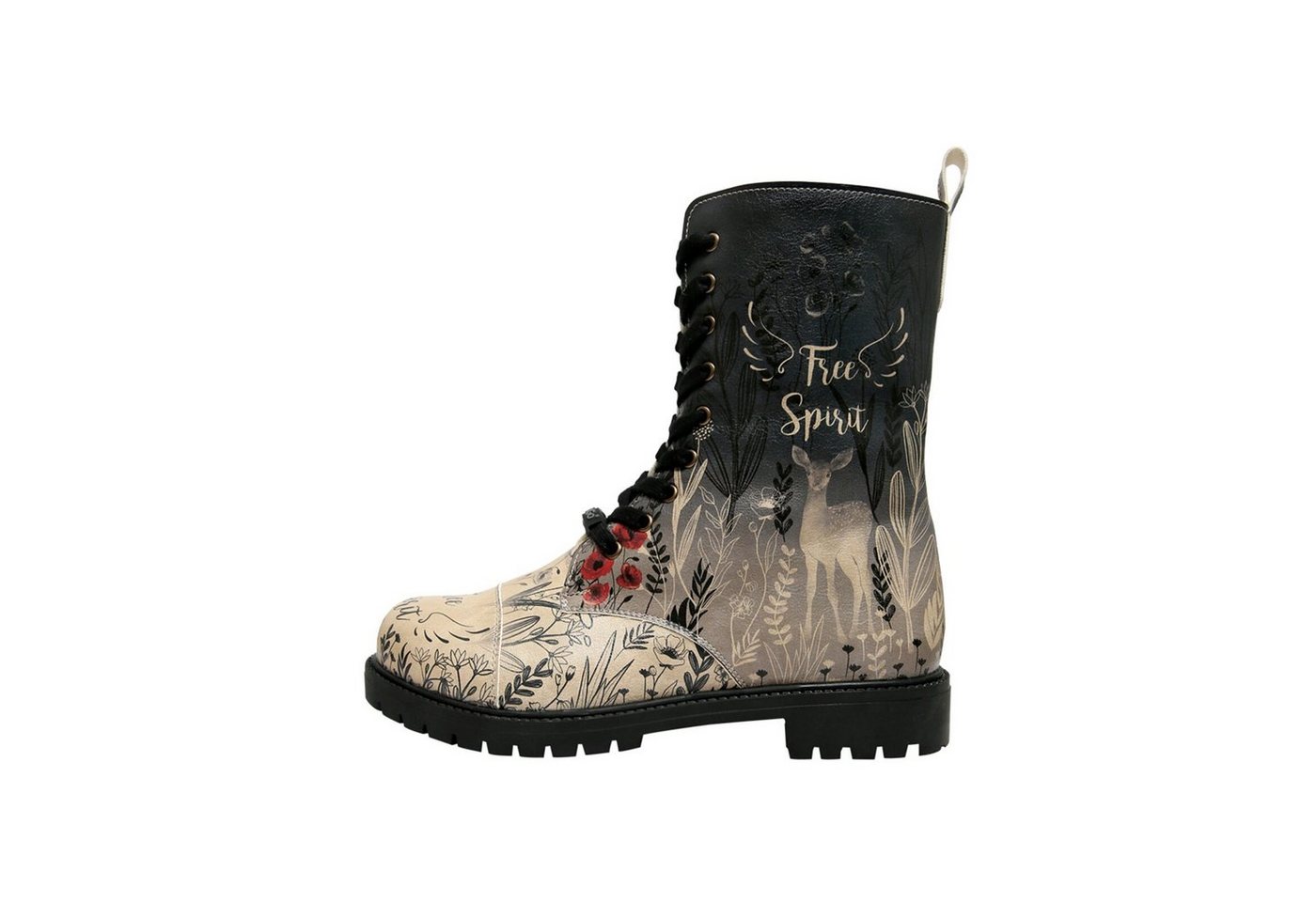 DOGO Zipsy High-Top Boots Owls Family Damen Stiefeletten Schnürboots Handgefertigt