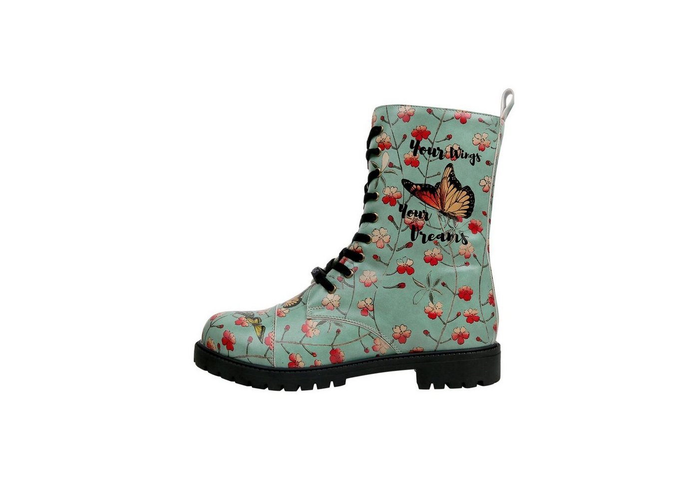 DOGO Zipsy High-Top Boots Your Wings, Your Dreams Damen Stiefeletten Schnürboots Handgefertigt